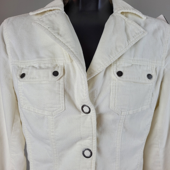 MEXX Jacket White Cropped Snap Closure Size 10 - Picture 7 of 13